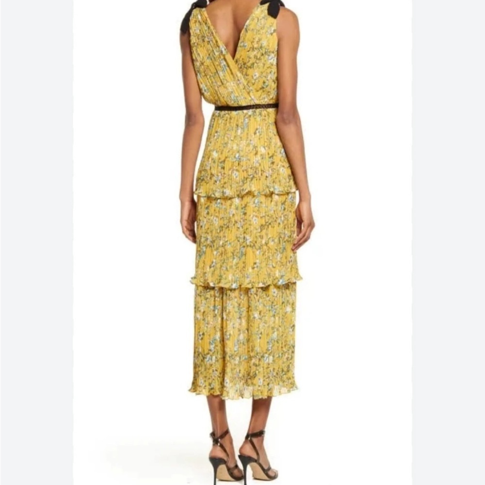 NWT LULUS Such Sophistication Yellow Floral Print Pleated Maxi Dress size XS - Picture 2 of 12